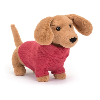 JellyCat Sweater Jamnik w swetrze różowym 14 x 7 cm