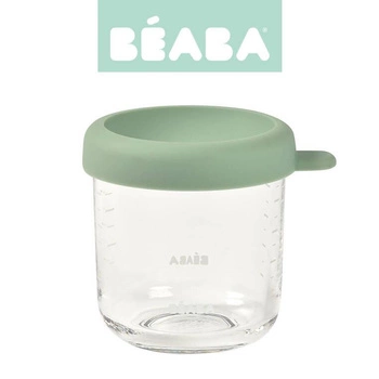 BEABA Pojemnik słoiczkek szklany z zamknięciem 250 ml Sage green